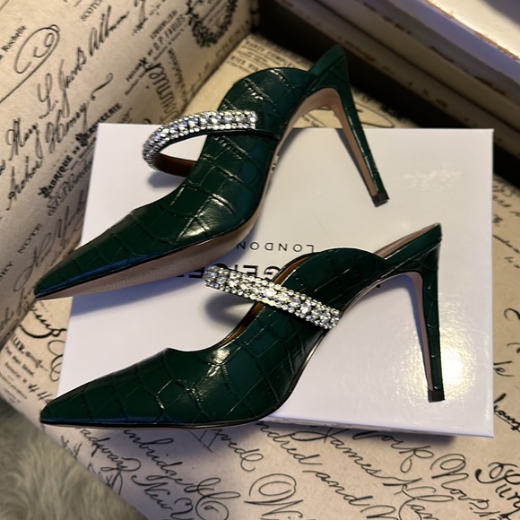 Kurt Geiger Duke Leather Jewel Strap Dress Mules - Picture 3 of 4